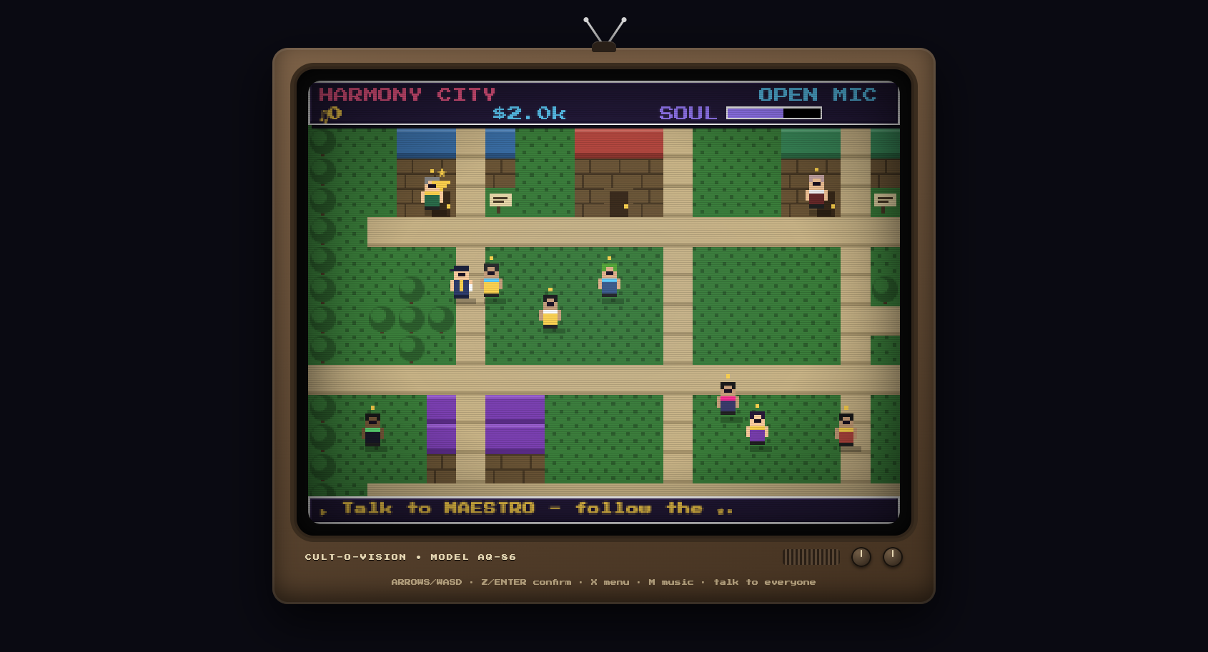 Artist Quest gameplay. Harmony City overworld